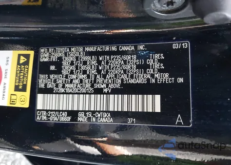 2013 Lexus Rx 350 from USA, damaged, VIN 2T2BK1BA2DC200125